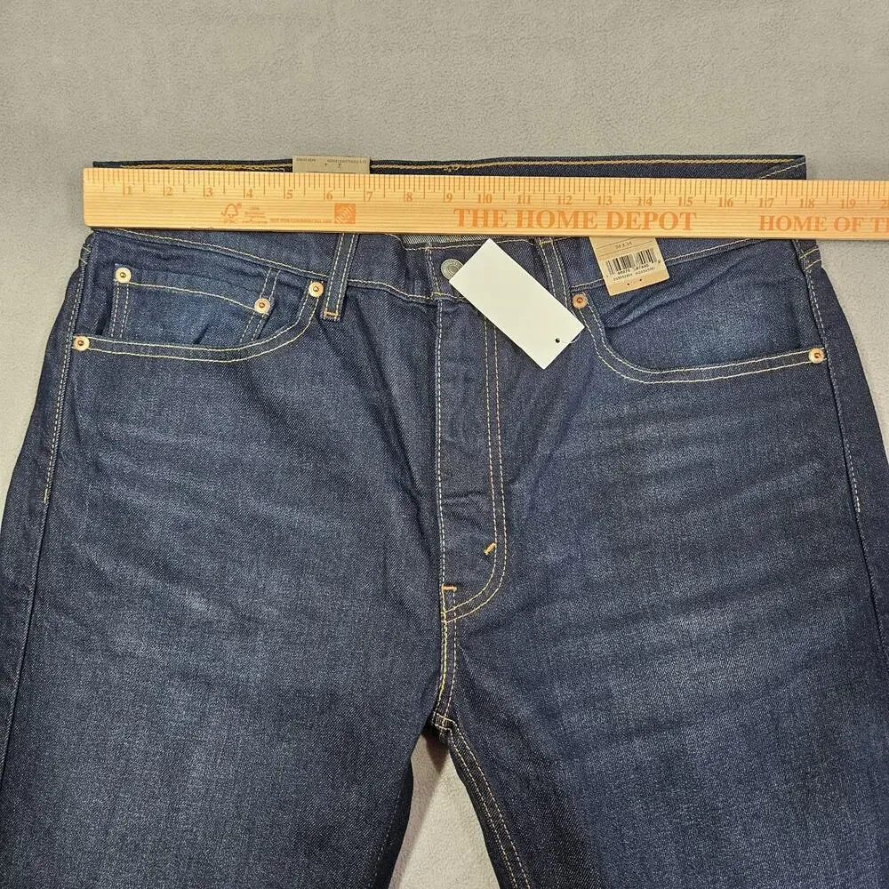 Levis 505 Jeans Mens 36x34 Blue Denim Regular Straight Stretch Pants Work Dark‎